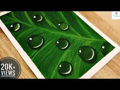 a green leaf with drops of water on it's surface, sitting on a table