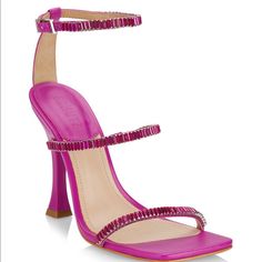 Brand New Barbie Strappy High Heel Sandals With Crystal Embellishments And Curved Heel. Sexy Shoes For A Night Out. Berry Color “Very Pink” Leather Upper Open Square Toe Ankle Buckle Closure Synthetic Lining Leather Sole Size 10 Curved Heel, 4" (101mm) Questions? Leave A Comment Below! Purple Crystal Embellished Heels For Evening, Purple Crystal Embellished Evening Heels, Chic Purple Heels With Rhinestones, Embellished Purple High Heels, Purple Embellished High Heels, Purple Embellished Open Toe Heels, Summer Purple Rhinestone Heels, Embellished Purple Heels For Evening, Chic Embellished Purple Heels