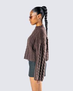 Bigger is always better 🤎 This brown chunky knit sweater, made complete with a cowl neck and long sleeves is taking sweater weather to a whole new level 👏 Cable Knit Long Sleeve Turtleneck, Long Sleeve Cable Knit Turtleneck, Cable Knit Long Sleeve Turtleneck For Layering, Long Sleeve Cable Knit Turtleneck For Layering, Casual Cable Knit Funnel Neck Sweater, Cozy Cable Knit Turtleneck, Trendy Cable Knit Long Sleeve Turtleneck, Trendy Cable Knit Turtleneck Sweater, Trendy Long Sleeve Cable Knit Turtleneck