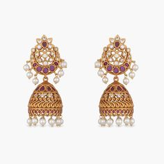 Parvi Antique Jhumka Earrings Antique Jhumka, Indian Choker Necklace, Ear Chain, Gold Bridal Jewellery Sets, Antique Jewelry Indian, Jewelry Sale, Indian Wedding Jewelry, Indian Earrings, Jhumka Earrings