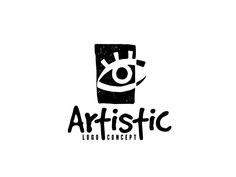 the logo for artistic lab concept, with an eye in it's center and black letters