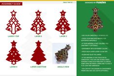 the instructions for how to make an origami christmas tree with different shapes and sizes