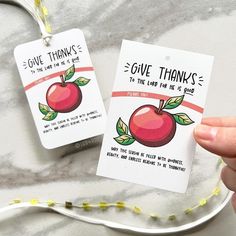 two tags that say give thanks to the teachers