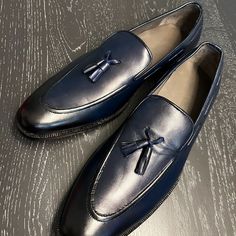 Indulge In Unparalleled Craftsmanship With These Exquisite Handmade Men's Navy Blue Tassel Loafers, Straight From The Skilled Artisans Of Pakistan. Crafted With Precision And Passion, These Loafers Exude Timeless Elegance And Superior Quality. Condition: Never Worn, Brand New Material: Genuine Leather Color: Navy Blue Style: Tassel Loafers Origin: Imported From Pakistan Handcrafted With The Finest Attention To Detail, These Loafers Are The Epitome Of Sophistication And Style. The Rich Navy Blue Blue Slip-on Tassel Loafers For Formal Occasions, Formal Blue Slip-on Tassel Loafers, Blue Classic Wingtip Tassel Loafers, Classic Blue Wingtip Tassel Loafers, Classic Blue Tassel Loafers For Business, Blue Classic Tassel Loafers For Business, Blue Leather Tassel Loafers For Formal Occasions, Classic Blue Tassel Loafers With Leather Sole, Blue Classic Tassel Loafers With Leather Sole