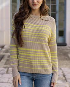 Lemon Lines Lightweight Sweater - Grace and Lace