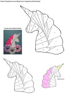 an image of unicorns made out of paper with instructions to make them look like they are