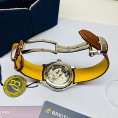 Excellent Condition. Almost Indistinguishable from New. includes All Original Boxes, Papers, Hang Tag, Bezel Protector, Digital Warranty Card from Breitling. 1 Owner Watch COSC 4606742 AB1510 Paying homage to three generations of inventors – Léon, Gaston & Willy Breitling – the Premier Duograph displays Breitling’s watchmaking expertise with its split second complication. As Willy Breitling said, the Premier is an “unmistakable stamp of impeccable taste”. This latest generation of Premier chrono Luxury Automatic Watch Accessories For Gift, Designer Automatic Watches As Gift, Designer Watch Accessories With Subdials As A Gift, Luxury Watch Bands As Gift, Designer Silver Automatic Watch Accessories, Designer Watch Accessories With Diamond Hour Markers, Leather Watch Accessories With Diamond Hour Markers For Gift, Brown Watch Accessories With Diamond Hour Markers, Leather Watch With Skeleton Dial As Gift