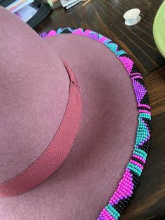 Beaded Hat Brims, How To Bead A Hat Brim, Beaded Hats Native American, Hat Beading, Cowgirl Lifestyle