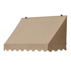 a tan awning with scalloped edges on an isolated white background for shade