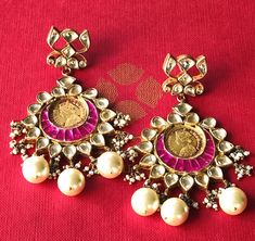 A statement earrings from the house of Amrapali for any kind of ethnic wearing. Earrings With Pearls, Clothes Online