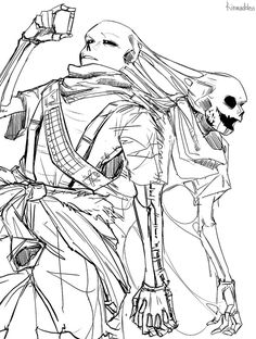 a black and white drawing of a skeleton