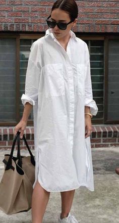 Long Shirt Dress Outfit, Traveling Clothes, Shirt Dress Outfit, Linen Shirt Dress, Smart Casual Outfit, White Shirt Dress, 50 Fashion, Long Shirt