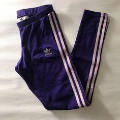 Nwt. Amazing Colorway: Dark Purple And Lavender Adidas Fitted Cotton Activewear, Fitted Cotton Adidas Activewear, Adidas Fitted Cotton Bottoms, Fitted Adidas Cotton Bottoms, Fitted Activewear With Three Stripes For Spring, Fitted Adidas Pants With Three Stripes Branding, Purple Cotton Activewear For Spring, Casual Three Stripes Leggings For Spring, Fitted Pants With Three Stripes For Spring