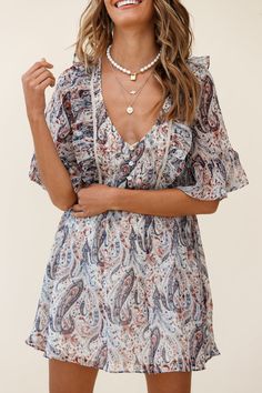 Navy baby doll dress  Partially lined  Eyelet embroidery throughout  Frill cap sleeves  Neck button enclosure in back   Turn heads in our pretty Zora dress. We love a good paisley print and this dress is rockin' it. Perfect for coffee dates with your besties catching up on the latest goss. Team it with western boots and gold hoop earrings for a super cute look we are totally digging. Hot Party Dresses, Pink Dress Shoes, Selfie Leslie, Coffee Dates, Eyelet Embroidery, Navy Baby, Clothing Tags, Babydoll Dress, Gold Hoop