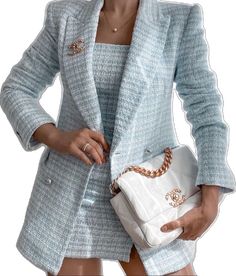 Tweed Set, Chique Outfit, Mode Inspo, Looks Chic, Tweed Blazer, Business Attire, Replica Handbags, Hermes Bag, Mode Inspiration