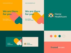 four different business cards with the words we are there for you, home healthcare and trust to care