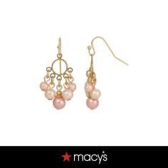 in stock Elegant Spring Beaded Earrings, Elegant Pink Metal Beaded Earrings, Elegant Pink Beaded Metal Earrings, Elegant Chandelier Earrings For Spring, Elegant Spring Chandelier Earrings, Elegant Nickel-free Spring Jewelry, Flower Drop Earrings, Pearl Flower, Champagne Color