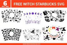 six free witch stencils svg designs