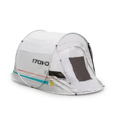 a white tent with the word choti on it's front and side panels