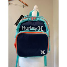 Hurley 2-Pc Backpack & Detachable Lunch Bag Set. Has Adjustable Shoulder Straps And Top Zip Closure W/Mesh Side Panel. Has Water Bottle Pocket. Color: Navy, Teal And Orange Shark Backpack, Camo Backpack, Insulated Lunch Tote, Lunch Tote Bag, Backpack Lunch Bag, Lunch Tote, Kids Lunchbox, Laptop Backpack, Bag Set