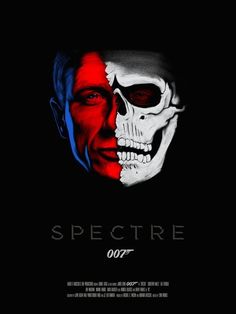 the movie poster for spectre starring james bond as james bond and his face painted in red, white and blue