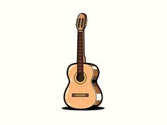 an acoustic guitar is standing upright on a white background, with the fretboard facing upward