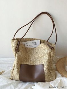 BagForLove - Chic & Compact Colorblock Straw Bag - Perfect for Travel or Beach Getaways! Casual Canvas Shoulder Bag For Vacation, Brown Pouch Shoulder Bag For Beach Season, Canvas Shoulder Bag For Beach, Beige Square Canvas Bag For Vacation, Canvas Shoulder Bag With Braided Handles For Vacation, Square Beige Canvas Bag For Vacation, Beach Canvas Shoulder Bag, Summer Canvas Rectangular Shoulder Bag, Beige Canvas Shoulder Bag For Beach Season