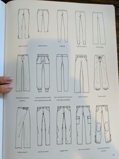 an open book showing different types of pants