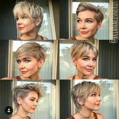 This cut is my next goal. I love the versatility of it. Pixie Cut For Round Face Plus Size, Short Hair For Round Face Plus Size, Blond Pixie, Plus Size Hairstyles, Kort Bob, 2023 Hair, Punk Hair, Round Face Haircuts