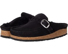 Birkenstock Buckley Shearling | Zappos.com Birkenstock Buckley Clog, Birkenstock Buckley, Suede Shoes Women, Birkenstock Black, Shearling Slippers, Suede Leather Shoes, Birkenstock Women, Black Shoes Women, Cute Boots