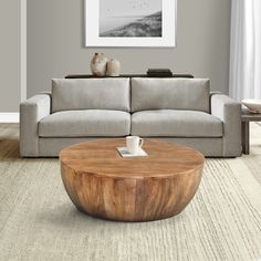 a living room scene with focus on the coffee table