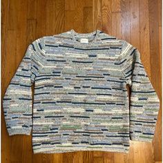 Measurements Measurements Taken By Seller With Item In Hand. Measured With Garment Laid Flat. Chest 19.5 In 49.5 Cm Length 25.25 In 64.1 Cm Sleeve Length 32.5 In 82.5 Cm Description Multi-Color Crewneck Sweater Wears Straight Down Stitch Mimics Greek Rugs Each Piece Is Unique Due To Yarn 67% Cotton, 28% Recycled Cotton, 4% Recycled Polyester, 1% Other Dry Clean Made In China Size Xs Leon Dore, Patchwork Sweater, Mens Crewneck Sweatshirt, Aime Leon Dore, Men's Sweaters, Mohair Cardigan, Blue Sweatshirt, Sweaters Crewneck, Sweater Knit