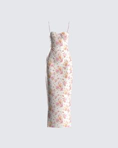 Maelle Ivory Flower Print Dress – FINESSE Gala Dresses Classy, Flower Dress Aesthetic, Finesse Dress, Classy Y2k, 2000s Dress, Holiday Fits, Dream Prom Dress, Ivory Flower, Ivory Flowers