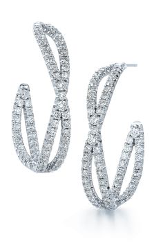 Crisscrossing hoops are lit up by brilliant pavé diamonds along both the interior and exterior. Style Name:Kwiat 'Fidelity' Diamond Hoop Earrings. Style Number: 318129. Available in stores. Diamond Earrings For Women, Silver Necklace Set, Diamond Hoop Earrings, Bridal Jewelry, Diamond Jewelry, Gold Diamond, Beautiful Jewelry, Women's Earrings, Diamond Earrings