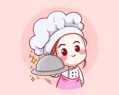 a girl with a chef hat holding a silver platter