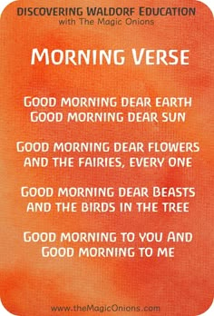 an orange sign with the words morning verse