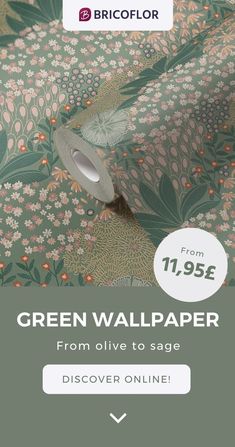 A roll of green floral wallpaper with price tag Sage Color Palette, Sage Wallpaper, Green Leaf Wallpaper, Bring Nature Indoors, Cottage Renovation, Downstairs Toilet, Budget Friendly Decor, Hand Embroidery Projects, Sage Color