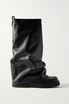 The bold, slouchy design of Attico's 'Robin' boots instantly sets them apart from any you may already own. They're crafted from soft leather that pools into soft folds at the base, giving them a cool, layered look. Style yours with mini hemlines. Sixth Form, Summer Style Guide, Leather Knee Boots, Slouchy Boots, Flat Dress Shoes, The Attico, Raffia Bag, Boots Knee, Sneakers Outfit