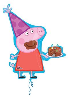 a cartoon character holding a birthday cake