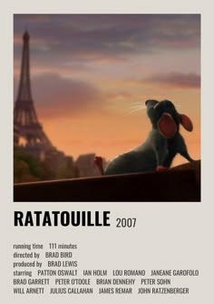 a poster for ratatoulie 2007 with the eiffel tower in the background