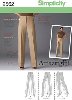 an image of women's pants sewing pattern with measurements for each leg and waist