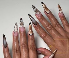 Air Brush Nails Art, Air Brush Nails, Almond Acrylic Nails Designs, Nail Designs Bling, Gel X Nails, X Nails, Almond Acrylic, Art 2024, Acrylic Nails Coffin Pink