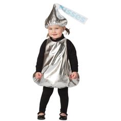 Yourtoddlercanbeassweetastheywanttobewiththisnewcostume!Silver,chocolatekisstunicwithmatchingsilverheadpiecewithribboncomingoutthatsays"kisses".Fitstoddlersizes12-24months.SpecificationsGender:UnisexAge:Toddler,12-24MonthsWeight:0.62lbs Hershey Kiss Costume, Kiss Halloween Costumes, Hershey Kisses Chocolate, Kiss Costume, Candy Costumes, Food Costumes, Hershey Kiss, Kisses Chocolate, Toddler Halloween Costumes