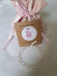 created from 1950s crystal necklaces. They are one of a kind so if there's one you really want, please be quick  as there won't be another. They will come wrapped in acid free tissue paper in these gorgeous little velvet drawstring pouches finished with a pearl and attached to a little label saying Sparkly Vintage Loveliness I Was A Necklace In The 1950s. Beautiful aurora borealis shine. 1950s Bracelet, 1950s Jewelry, Bling Wedding, Crystal Necklaces, Christmas Bracelet, Bracelet Vintage, Lovely Shop, Jewelry For Her, Secret Santa Gifts