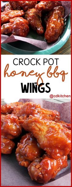 the crock pot honey bbq wings recipe is ready to be eaten and served