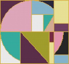 a cross stitch pattern with different colors and shapes