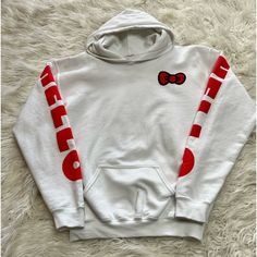 Reposhing This Item I Purchased From @Everything4me2c It’s Too Small For Me :( Only Tried It On, Never Worn. White Pullover, Hoodie Sweatshirt, Pullover Hoodie, Hello Kitty, Color White, Kitty, Womens Tops, Sweatshirts Hoodie, Sweatshirts