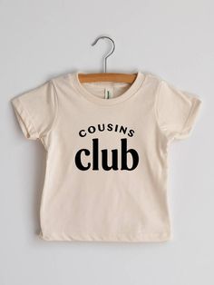 DESCRIPTION: "Cousins Club" The coolest graphic tee for cousins who are close and proud of it! Club Kids, Kids Collection, Kids Graphic Tees, Cool Graphic Tees, Scarf Gift, Sweater Sale, Cozy Fashion, Hat Hairstyles, Style Guides