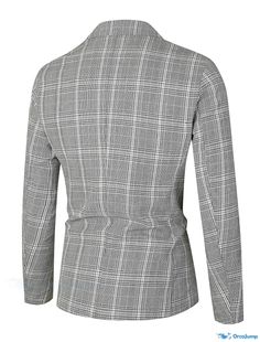 OrcaJump - Mens Gray Houndstooth Plaid/Check Patchwork Blazer Sport Jacket with Single Breasted One Button Turndown Casual Outerwear Tailored Long Sleeve Sport Coat With Houndstooth Pattern, Tailored Long Sleeve Sport Coat In Houndstooth Pattern, Plaid Long Sleeve Sport Coat For Business, Long Sleeve Plaid Sport Coat For Business, Plaid Sport Coat For Business, Business Casual Sport Coat With Houndstooth Pattern, Winter Long Sleeve Houndstooth Sport Coat, Winter Houndstooth Long Sleeve Sport Coat, Business Casual Houndstooth Pattern Sport Coat