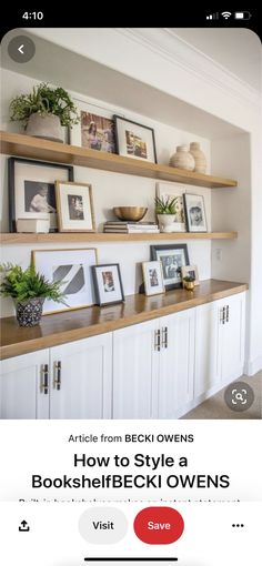 an image of bookshelves with pictures on them and the words how to style a book shelf